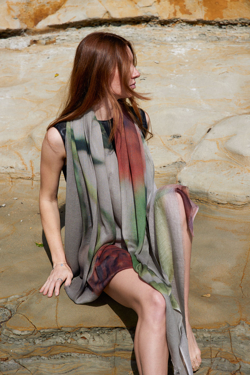 GOMPHRENA STRAWBS linen blend scarf