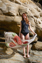 GOMPHRENA STRAWBERRIES silk chiffon scarf