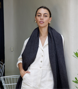 CHARCOAL chunky wool scarf