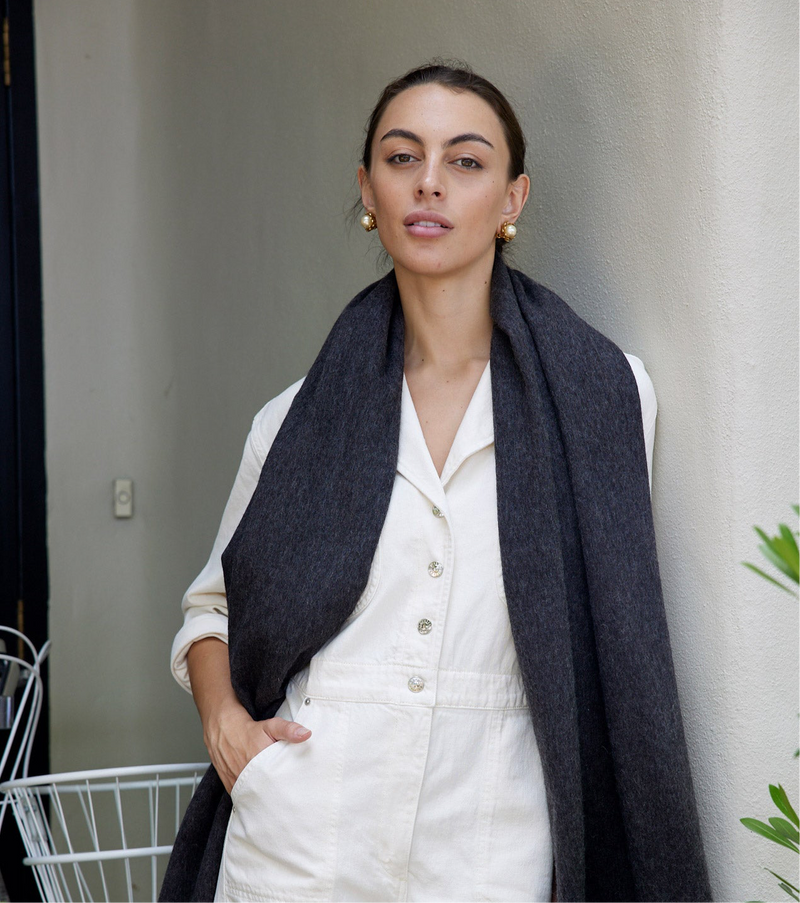 CHARCOAL chunky wool scarf