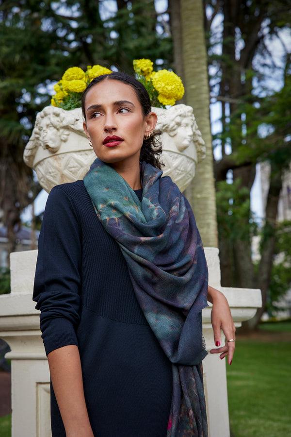 CACTUS FLOWERS skinny wool scarf