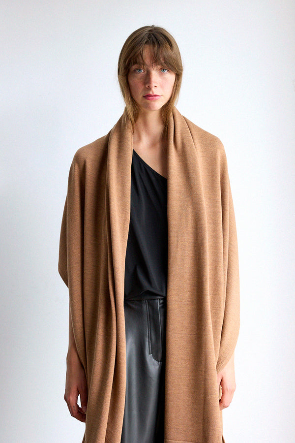 MERINO WRAP - CARAMEL