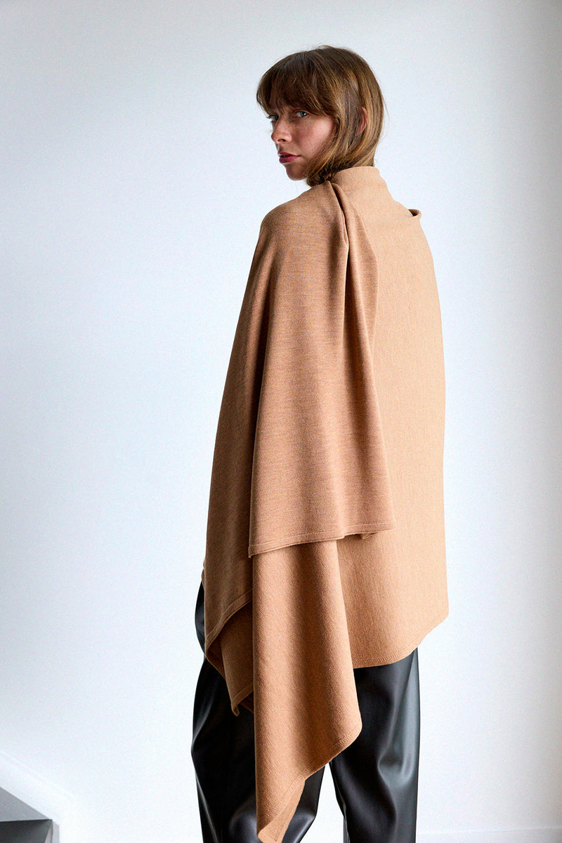 MERINO WRAP - CARAMEL
