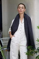 CHARCOAL chunky wool scarf