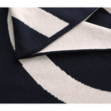 DARK NAVY JACQUARD - NZ Made merino blanket