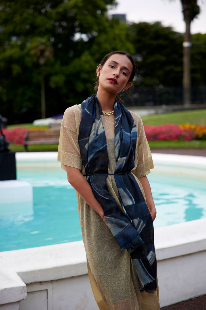 THE WATER CANS skinny wool scarf