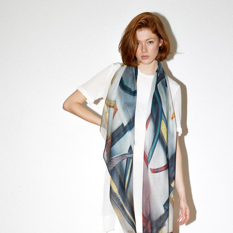 EYE INSPECTION linen blend scarf